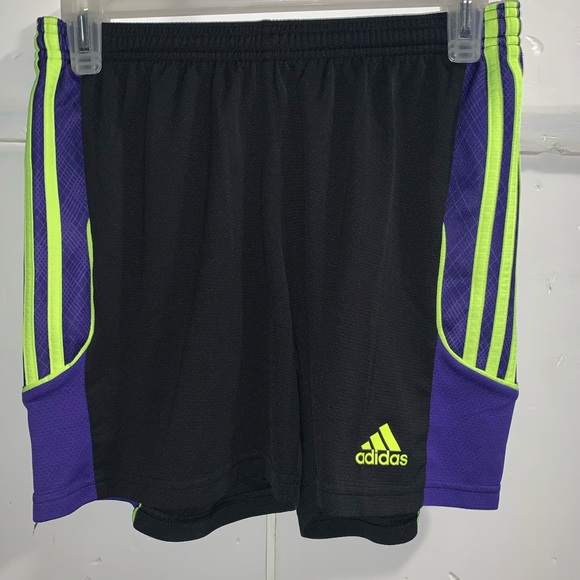 adidas black shorts with yellow stripes